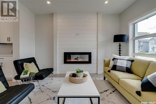 5516 Nicholson Avenue, Regina, SK - Indoor Photo Showing Living Room With Fireplace