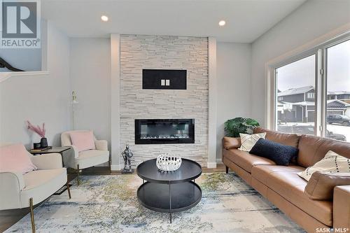 5513 Nicholson Avenue, Regina, SK - Indoor Photo Showing Living Room With Fireplace