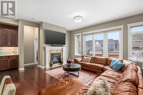 318 Mahogany Manor Se, Calgary, AB - Indoor Photo Showing Living Room With Fireplace