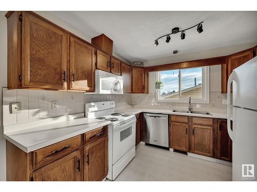 1923 104 St Nw, Edmonton, AB - Indoor Photo Showing Kitchen With Double Sink