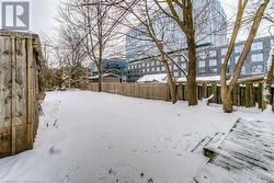 View of yard covered in snow - 