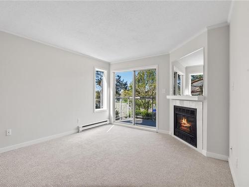 201-1039 Caledonia Ave, Victoria, BC - Indoor Photo Showing Living Room With Fireplace