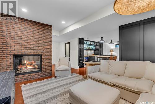 1024 Spadina Crescent E, Saskatoon, SK - Indoor Photo Showing Living Room With Fireplace