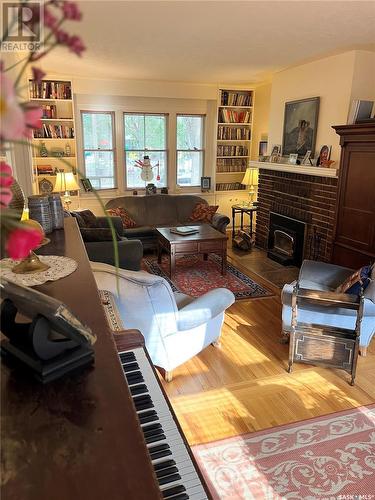 2140 Athol Street, Regina, SK - Indoor Photo Showing Living Room With Fireplace