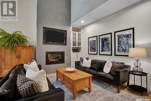 158 Whiteshore Crescent, Saskatoon, SK - Indoor Photo Showing Living Room With Fireplace