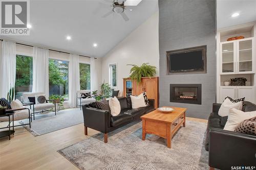 158 Whiteshore Crescent, Saskatoon, SK - Indoor Photo Showing Living Room With Fireplace