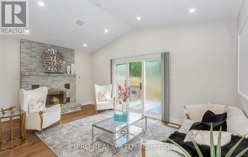 61 Mistywood Drive, Hamilton, ON - Indoor Photo Showing Living Room With Fireplace