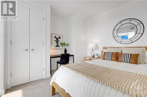 Calming space to rest and sleep or work - 201 Parkdale Avenue Unit#1204, Ottawa, ON - Indoor Photo Showing Bedroom