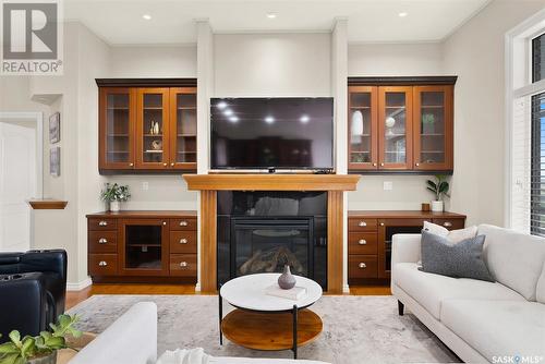 8179 Wascana Gardens Drive, Regina, SK - Indoor Photo Showing Living Room With Fireplace