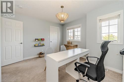 Carpeted home office with a wealth of natural light - 12 Hardcastle Place, Cambridge, ON - Indoor Photo Showing Office