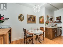 Eating area beside built-in credenza - 