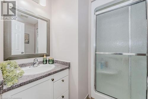 Bathroom featuring vanity and a shower with shower door - 66 Karen Walk, Waterloo, ON - Indoor Photo Showing Bathroom