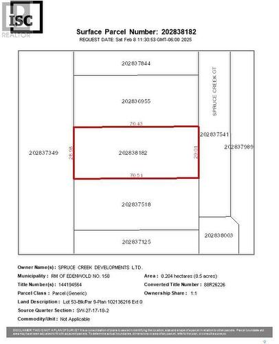 820 Spruce Creek Gate, Edenwold Rm No. 158, SK 