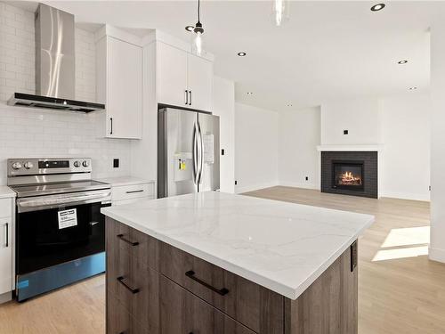 3362 Esker Lane, Duncan, BC - Indoor Photo Showing Kitchen With Fireplace With Stainless Steel Kitchen With Upgraded Kitchen