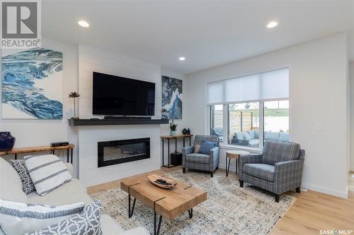 417 Germain Manor, Saskatoon, SK - Indoor Photo Showing Living Room With Fireplace