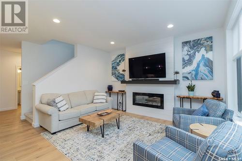 417 Germain Manor, Saskatoon, SK - Indoor Photo Showing Living Room With Fireplace