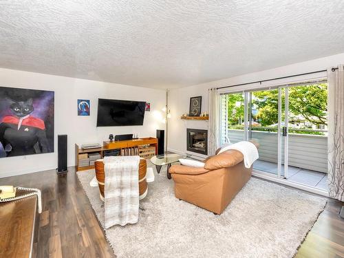 205-1055 Hillside Ave, Victoria, BC - Indoor Photo Showing Living Room With Fireplace