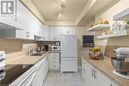 14 Derby Street Unit# 28, Hamilton, ON - Indoor Photo Showing Kitchen With Double Sink