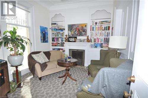 Library - 1000 1St Avenue W, Owen Sound, ON - Indoor Photo Showing Living Room With Fireplace