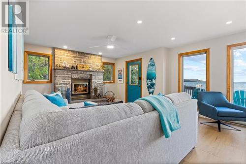 30 Water Street, South Bruce Peninsula, ON - Indoor Photo Showing Living Room With Fireplace