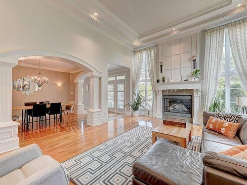 Salon - 3885 Rue Leningrad, Brossard, QC - Indoor Photo Showing Living Room With Fireplace