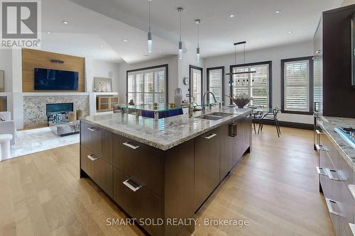 5 Pembury Avenue, Toronto, ON - Indoor Photo Showing Kitchen With Fireplace With Double Sink With Upgraded Kitchen