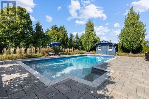 54 Fords Drive, Markdale, ON - Outdoor With In Ground Pool With Deck Patio Veranda With Backyard