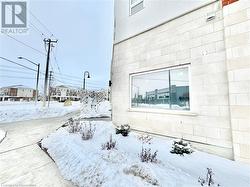 View of yard layered in snow - 