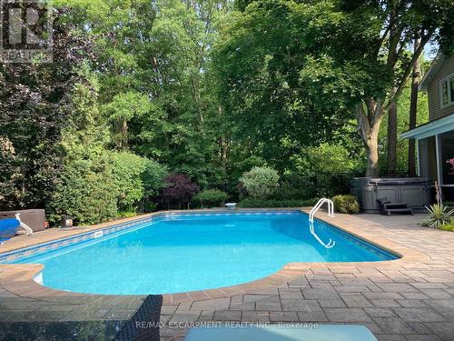 Summer Salt Water Pool - 300 Shoreview Road, Burlington, ON - Outdoor With In Ground Pool With Backyard