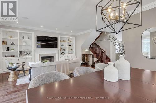 36 Compass Way, Mississauga, ON - Indoor Photo Showing Dining Room With Fireplace