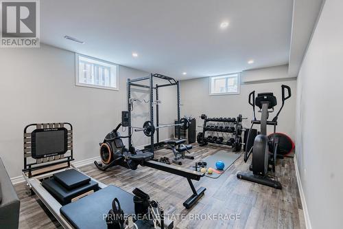 Lower level living room 3 w/ electric fireplace - 855 Oakcrossing Road, London, ON - Indoor Photo Showing Gym Room