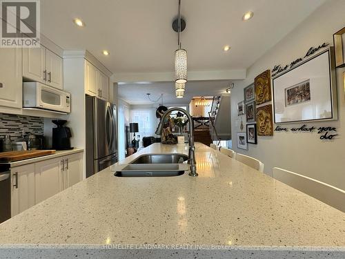 Large Island - 4119 Quaker Hill Drive, Mississauga, ON - Indoor Photo Showing Kitchen With Double Sink