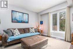 Living room, hardwood flooring and large window - 