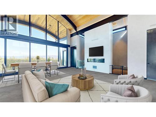 Virtually staged - 4275 Todd Road, Kelowna, BC - Indoor Photo Showing Living Room