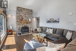 Wood burning fireplace in living room - 