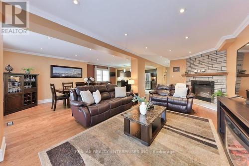 Open Concept Floor Plan, Smooth Ceilings On Main - 4061 Rolling Valley Drive, Mississauga, ON - Indoor Photo Showing Living Room With Fireplace