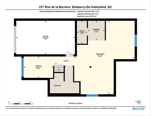 Plan (croquis) - 253 Rue De La Barrière, Salaberry-De-Valleyfield, QC 