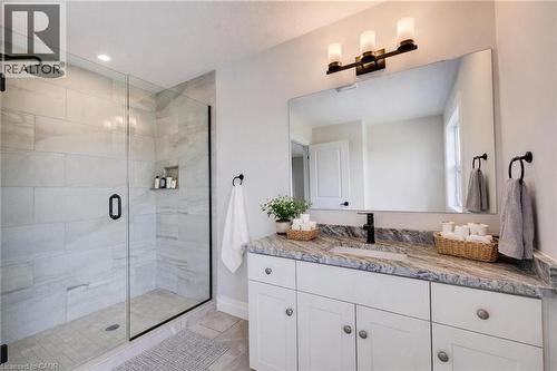 Virtaully staged - 102 Thackeray Way, Harriston, ON - Indoor Photo Showing Bathroom