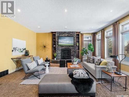 112 4 Highway S, Rosetown, SK - Indoor Photo Showing Living Room With Fireplace