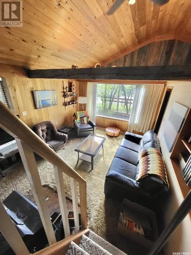 1 Lakeshore Place, Echo Bay, SK - Indoor Photo Showing Living Room With Fireplace