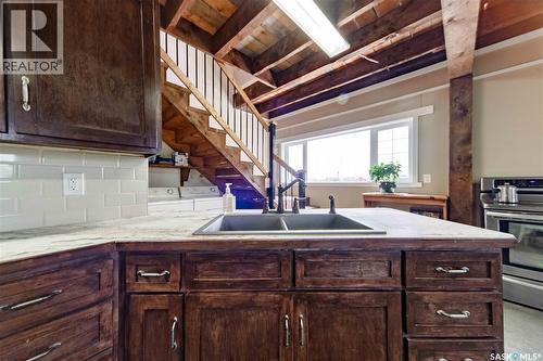 Lajoie Acreage Near Borden, Borden, SK - Indoor Photo Showing Kitchen With Double Sink