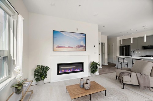 B507-1102 Esquimalt Rd, Esquimalt, BC - Indoor Photo Showing Living Room With Fireplace