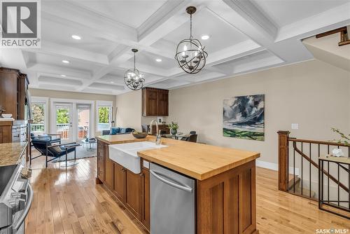 1339 Osler Street, Saskatoon, SK - Indoor Photo Showing Kitchen With Fireplace