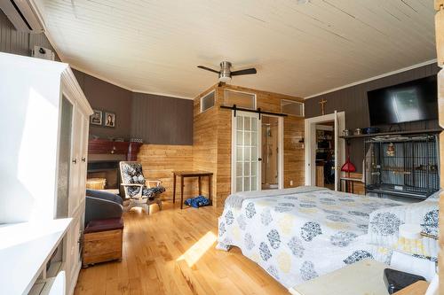 Loft - 475 Route De La Grande-Alliance, Baie-Sainte-Catherine, QC - Indoor Photo Showing Bedroom With Fireplace