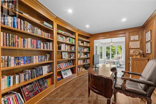 Home Office with Built-In Bookshelves and Paneling - 2315 8 Sideroad, Burlington, ON - Indoor Photo Showing Office