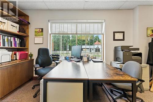 Carpeted home office with a paneled ceiling - 207 Greenwich Street, Brantford, ON 
