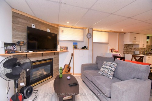 205 Ivon Avenue, Hamilton, ON - Indoor Photo Showing Living Room With Fireplace