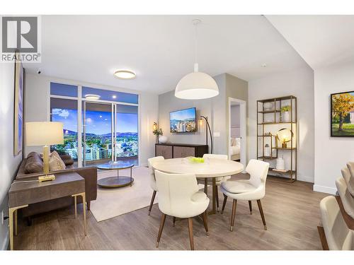 Photo is of our show suite located at 238 4th Avenue in Downtown Kamloops, open daily 11-3. Finishing, room sizes and colours subject to change. - 460 Nicola Street Unit# 2203, Kamloops, BC - Indoor Photo Showing Dining Room