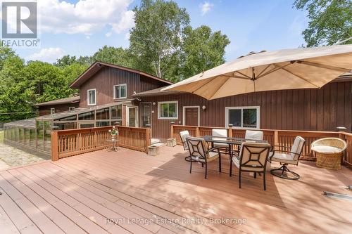 Dining al fresco - 97 Dorena Crescent, South Bruce Peninsula, ON - Outdoor With Deck Patio Veranda With Exterior