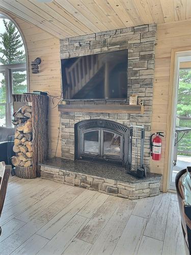 Salon - 2225 Ch. De Grassy Narrow, Moffet, QC - Indoor With Fireplace
